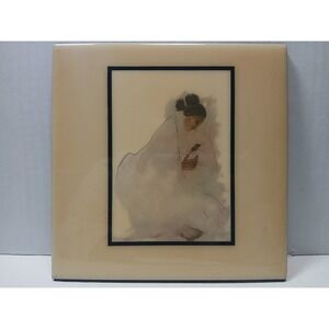 Vtg RC Gorman 1973 Navajo Madonna Ceramic Art Tile Trivet 8x8 Southwestern Art
